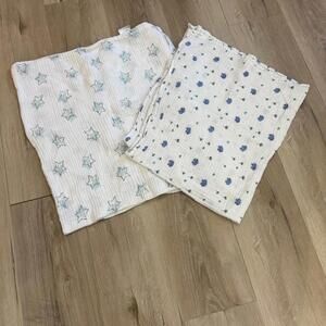 Muslin Baby Blankets (2)‎ Swaddle Burp Cloths